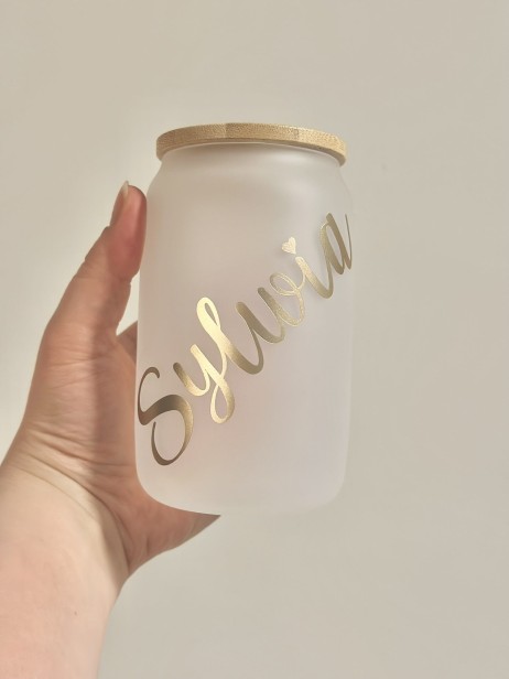 Personalizowany kubek z bambusową pokrywką i słomką PREMIUM - do biura, do szkoły, na prezent, dla niej, dla nastolatki, dla dziewczyny, na panieński, dla panny młodej/świadkowej - możliwość zapakowania na prezent