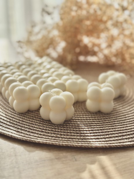 Personalizowana świeca sojowa Bubble mini w pudełeczku ze wstążką PODZIĘKOWANIA - zapachowa/bezzapachowa - prezent, upominek, na święta bożego narodzenia, Mikołaja, gwiazdkę, Wigilię, dla rodziny, znajomych, przyjaciół, klientów, pracowników