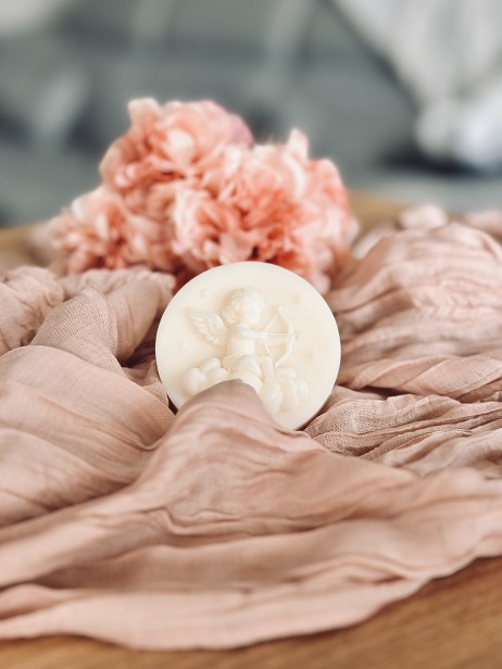 Mydełko aniołek na chmurce w celofanie ze wstążką na PODZIĘKOWANIA - możliwość PERSONALIZACJI - ślub, panieński, baby shower, chrzciny, urodziny i inne uroczystości, podziękowanie